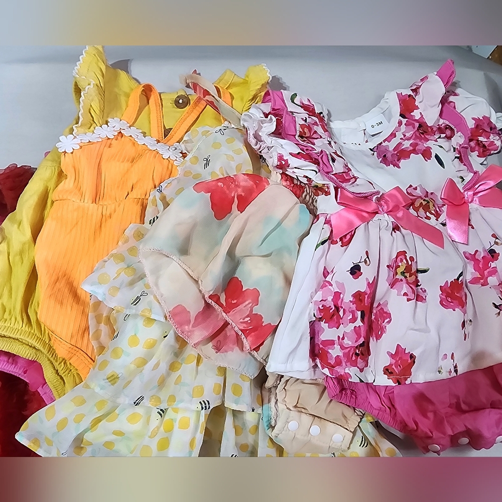 Lot Of 7 Pcs. Dresses, Onesies